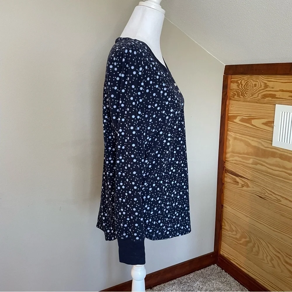 Nautica Navy Blue Bubble Print Long Sleeve Pajama Set Small